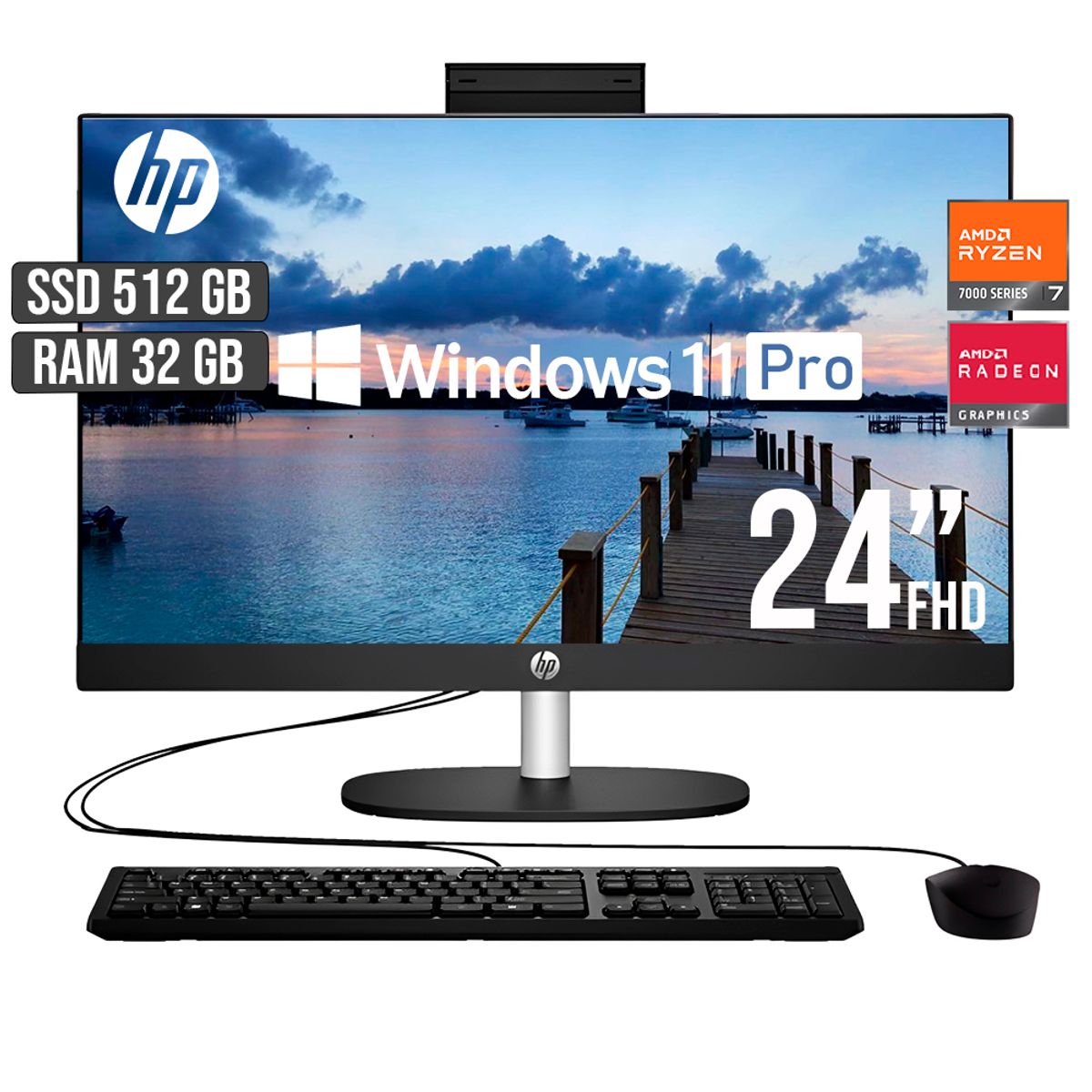 HP - TODO EN UNO HP 245 AMD RYZEN 7-7730U SSD 512GB RAM 32GB LED 24 FHD W11 PRO