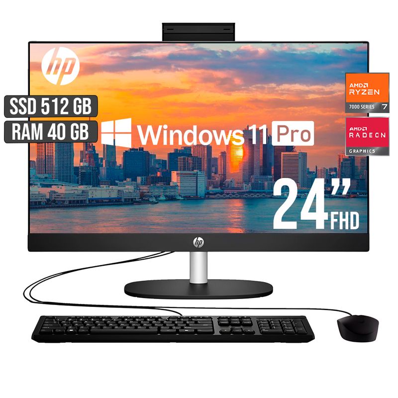 HP - TODO EN UNO HP 245 AMD RYZEN 7-7730U SSD 512GB RAM 40GB LED 24 FHD W11 PRO