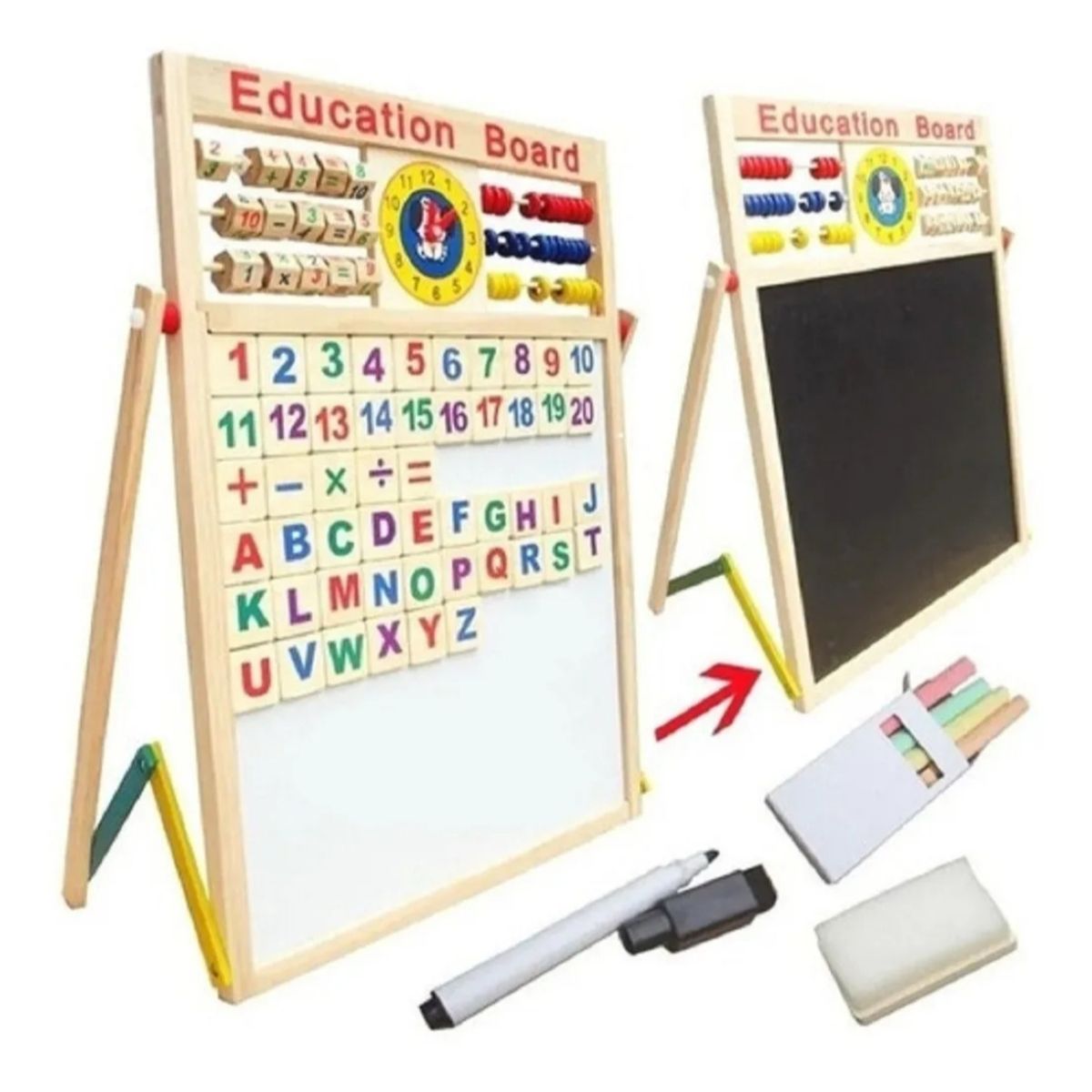 GENERICO - Tablero Didactico 2 En1 Doble Cara Fichas Magneticas