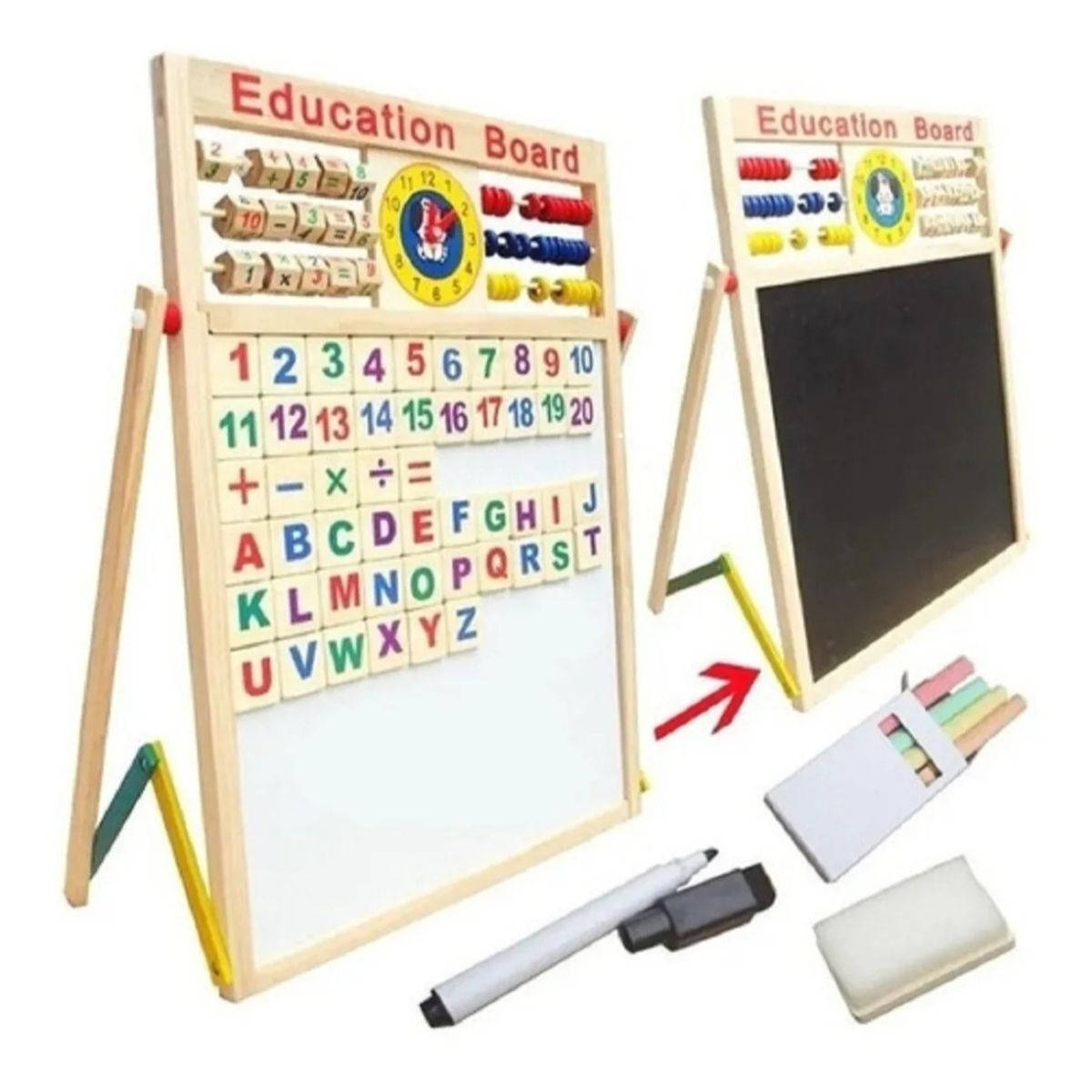 GENERICO - Tablero Didactico 2 En1 Doble Cara Fichas Magneticas