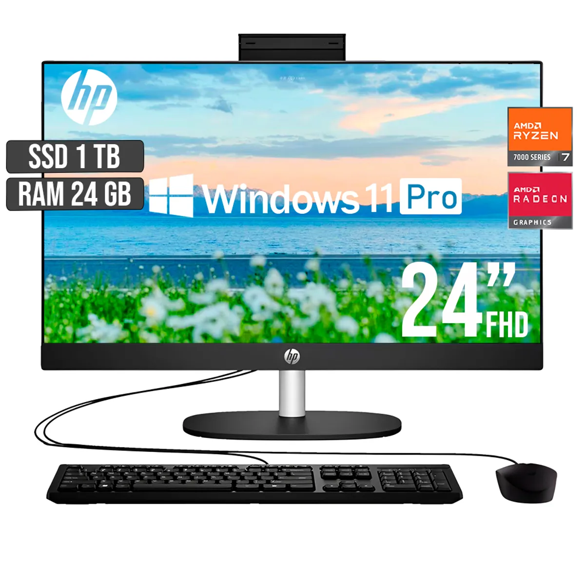 HP - TODO EN UNO HP 245 AMD RYZEN 7-7730U SSD 1TB RAM 24GB LED 24 FHD W11 PRO