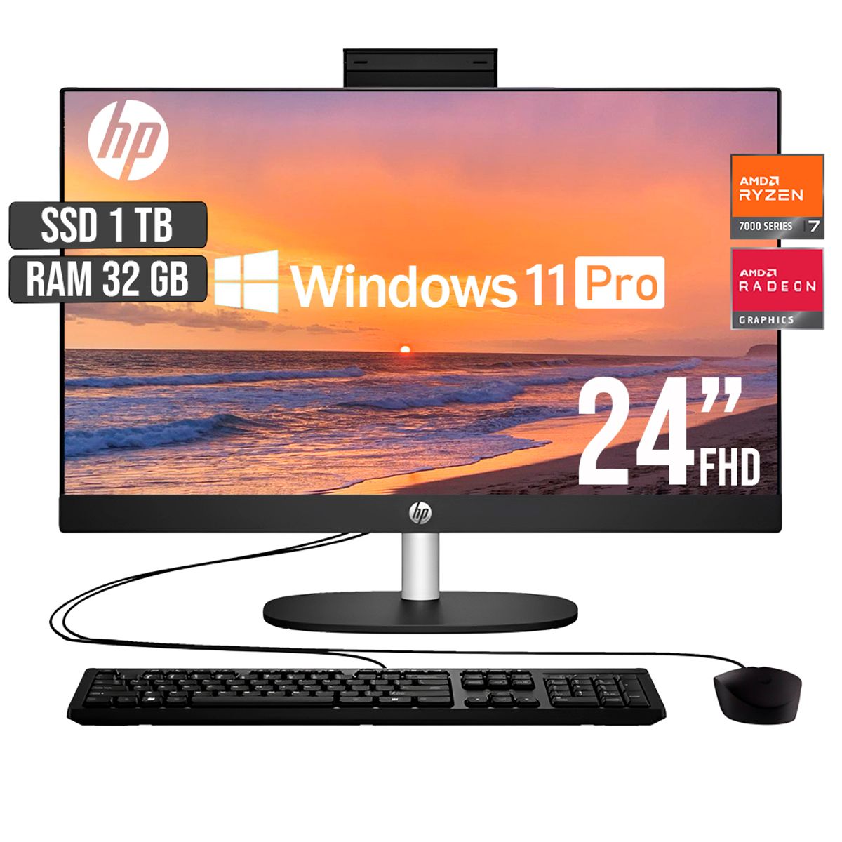 HP - TODO EN UNO HP 245 AMD RYZEN 7-7730U SSD 1TB RAM 32GB LED 24 FHD W11 PRO