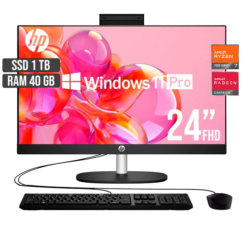 HP - TODO EN UNO HP 245 AMD RYZEN 7-7730U SSD 1TB RAM 40GB LED 24 FHD W11 PRO