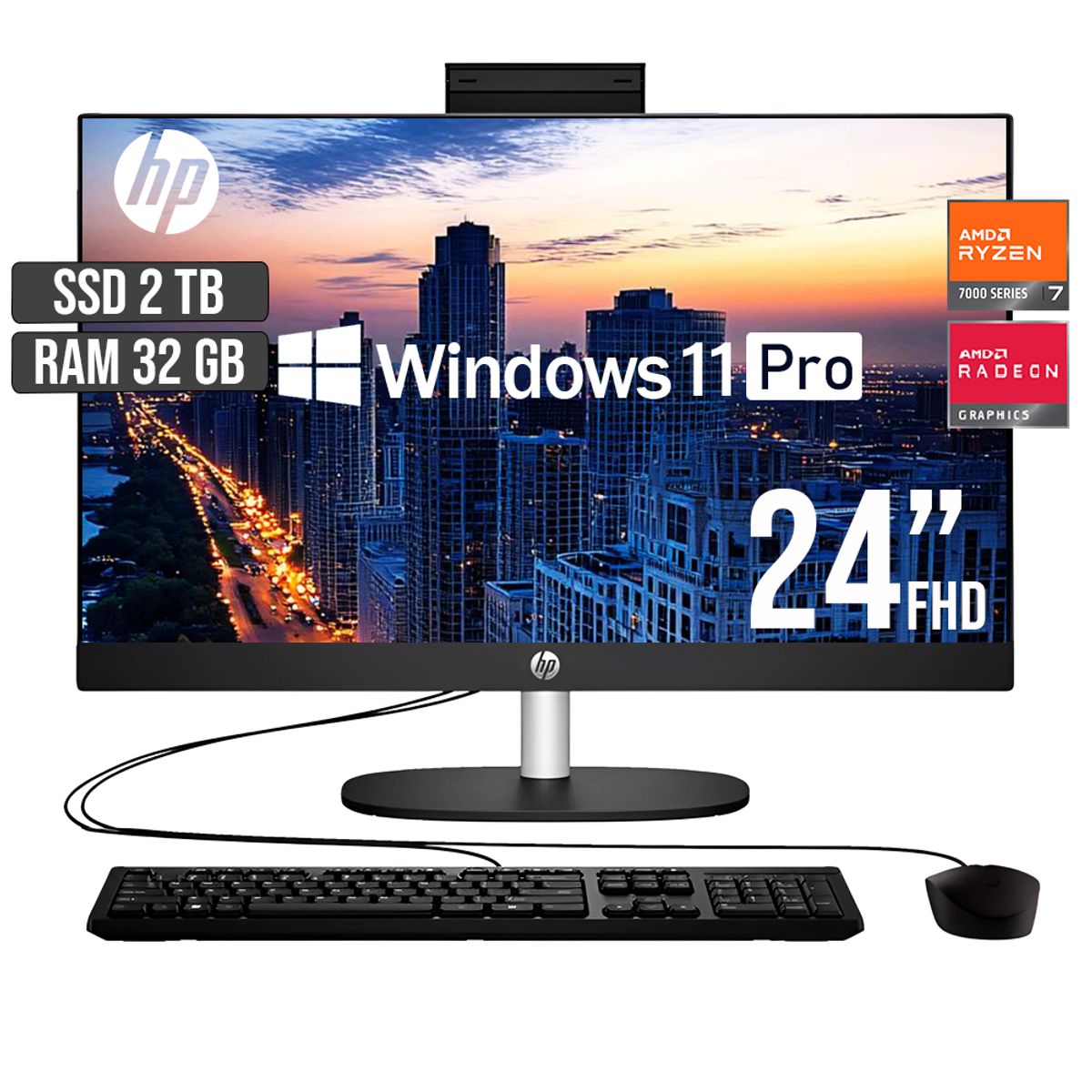 HP - TODO EN UNO HP 245 AMD RYZEN 7-7730U SSD 2TB RAM 32GB LED 24 FHD W11 PRO