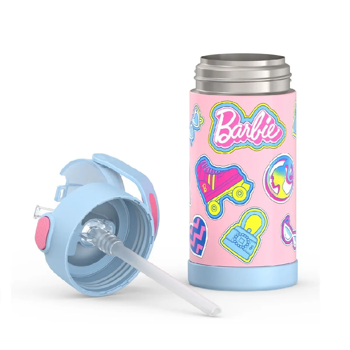 THERMOS - Termo Pitillo Infantil Acero Inoxidable Barbie 12 Onz
