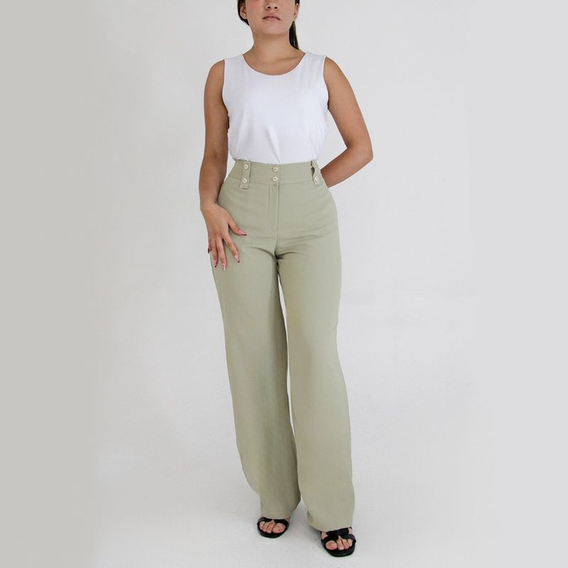 L Y H - Pantalon Para Mujer Verde Marca L&H