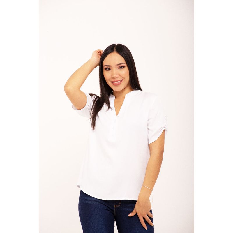 L Y H - Blusa Para Mujer Manga Corta Blanco Marca L&H