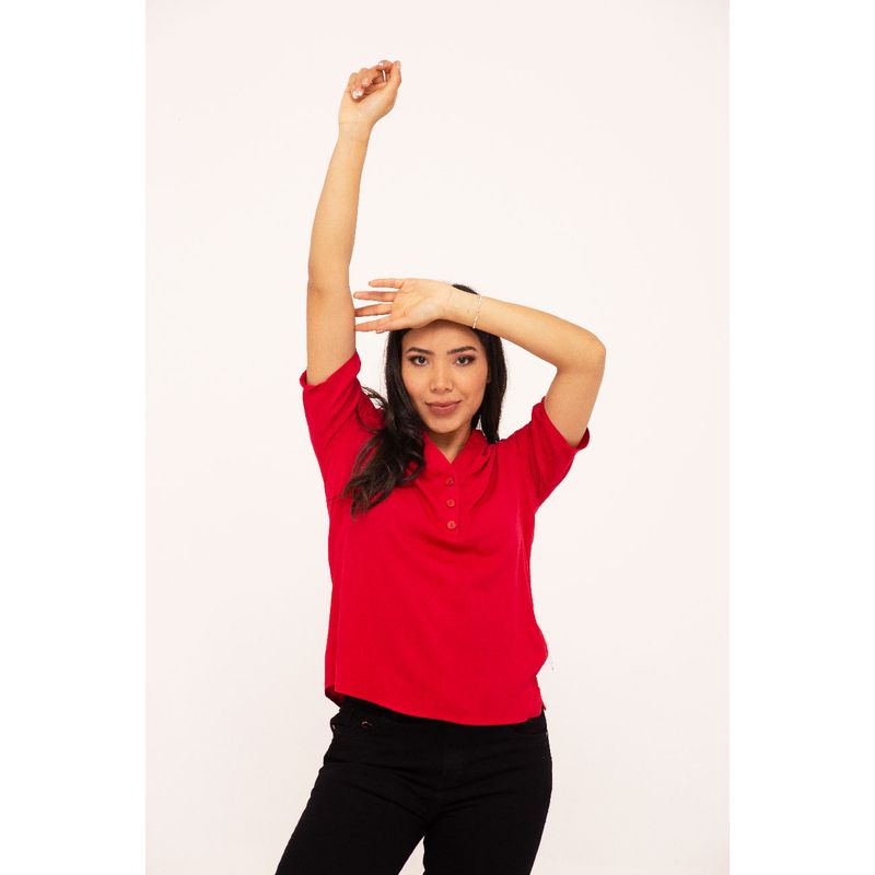 L Y H - Blusa Para Mujer Manga Corta Rojo Marca L&H