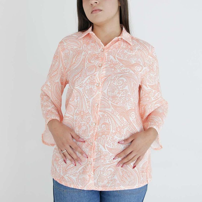 L Y H - Blusa Para Mujer Manga 34 Coral Marca L&H