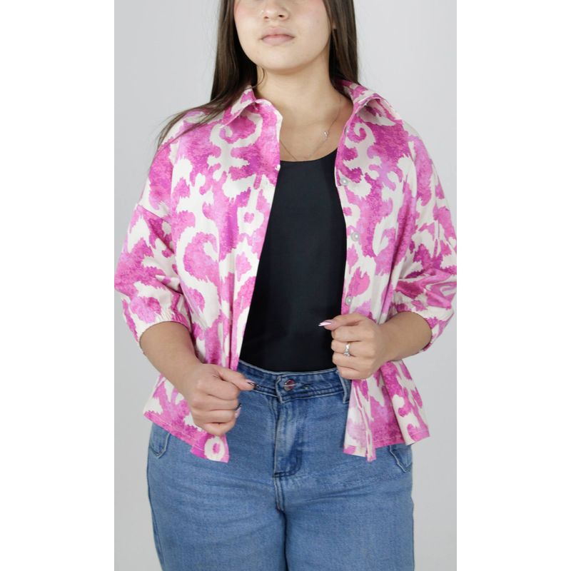 L Y H - Blusa Para Mujer Manga 34 Lila Marca L&H