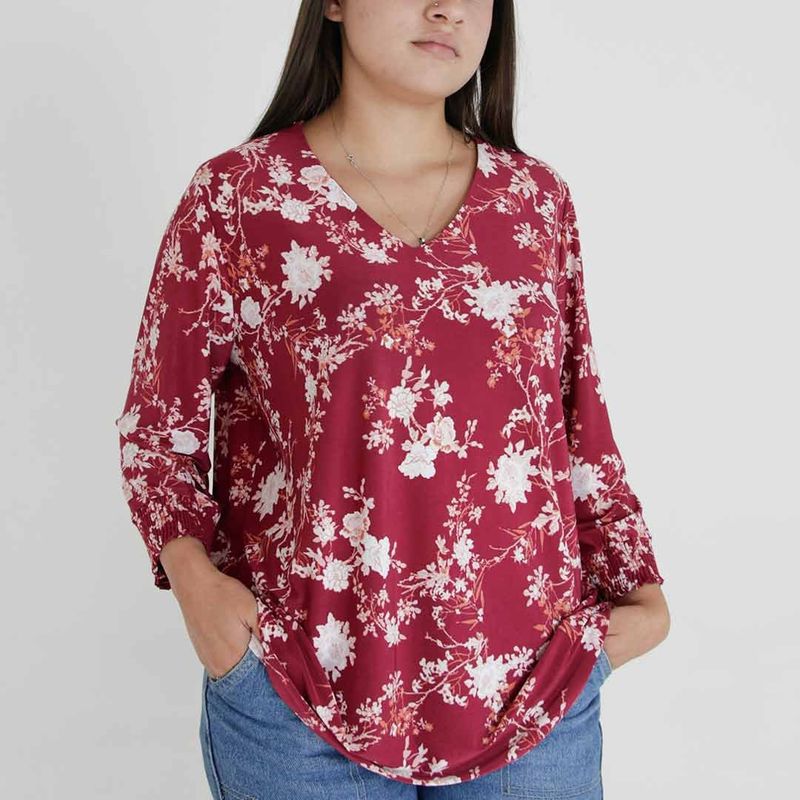 L Y H - Camiseta Para Mujer Manga 34 Rojo Marca L&H