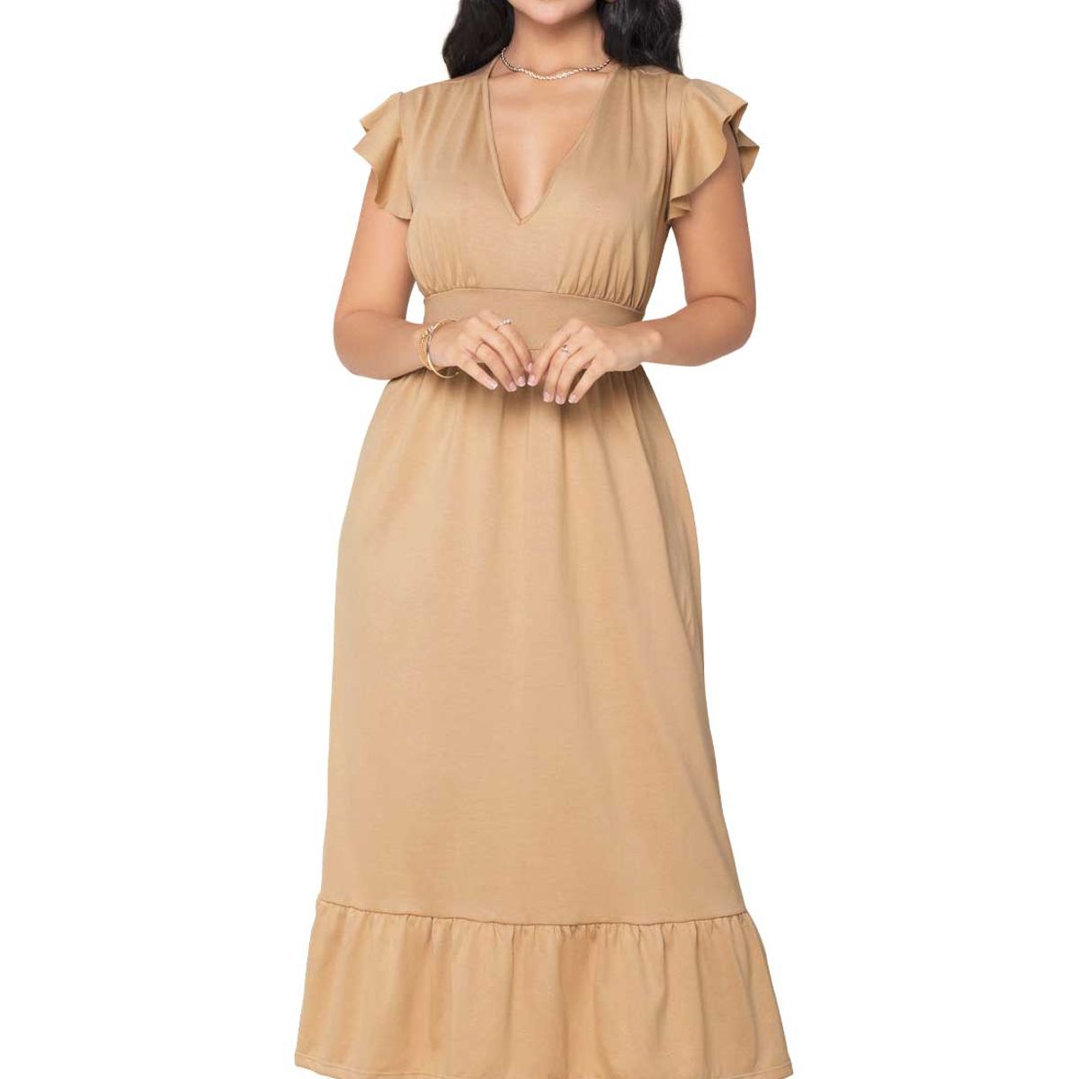 MARKETING PERSONAL - Vestido Largo Mujer Beige Mp 869