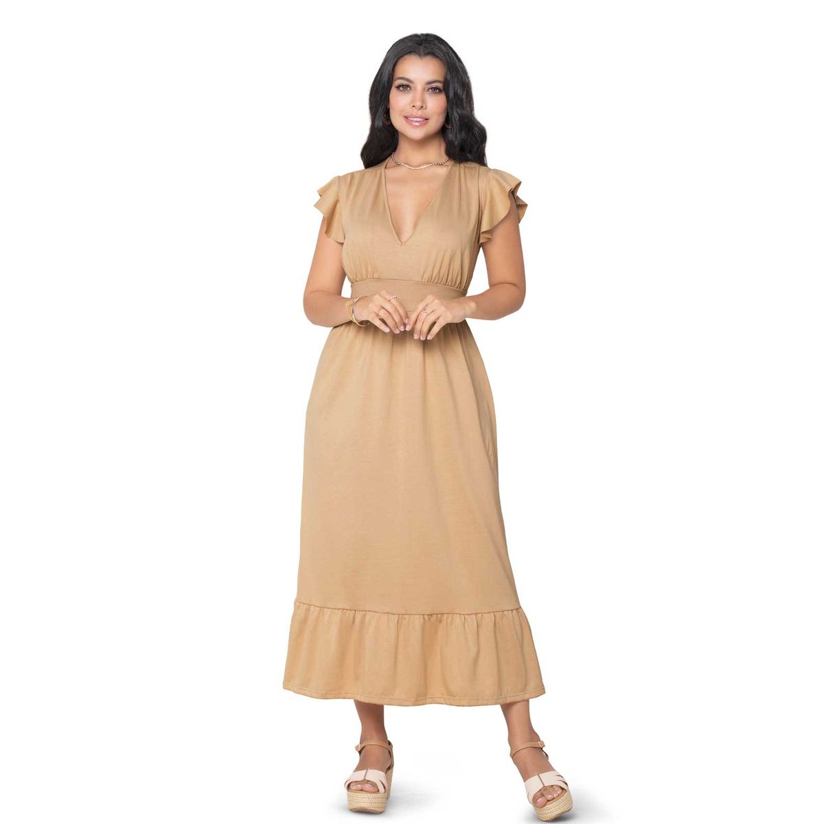 MARKETING PERSONAL - Vestido Largo Mujer Beige Mp 869