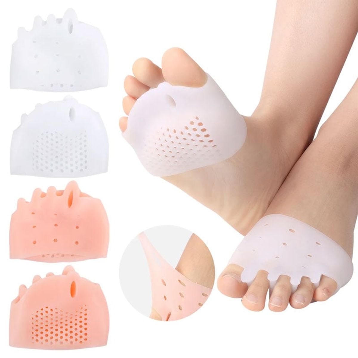 GENERICO - Separador Dedos Pie de Silicona con Protector de Juanetes - Beige