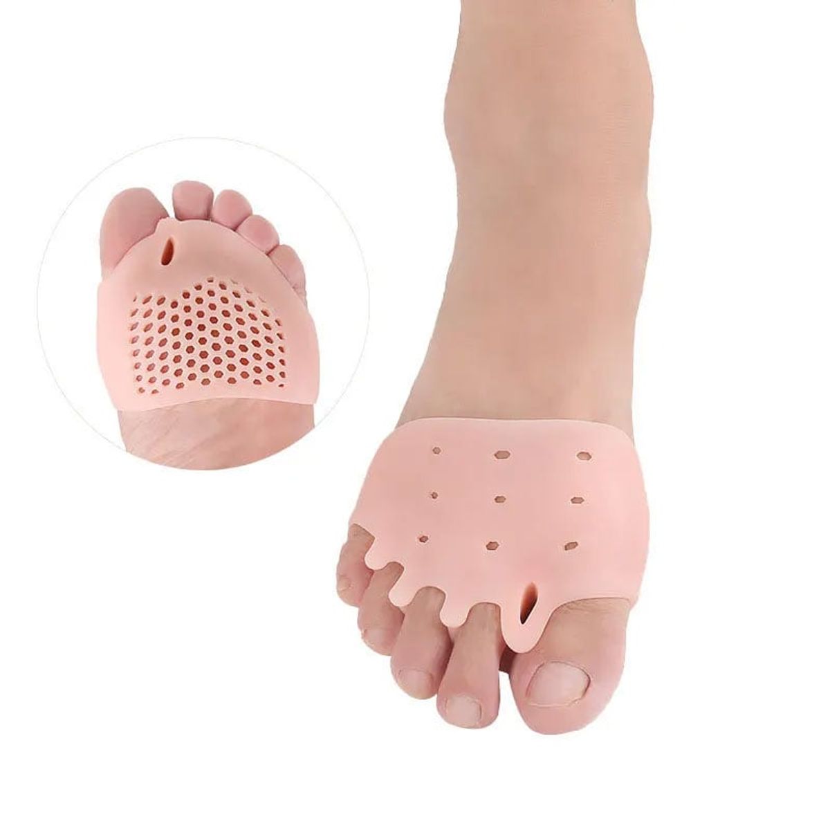 GENERICO - Separador Dedos Pie de Silicona con Protector de Juanetes - Beige