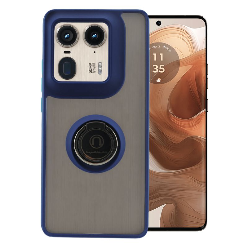 GENERICO - Funda Estuche Mate Con Anillo Compatible Motorola Edge 50 Ultra Azul