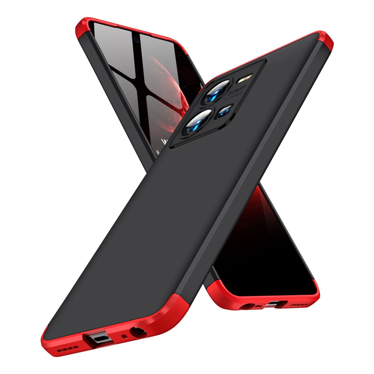 GENERICO - Funda Carcasa Estuche Protector Para Vivo Y35 Negro con Rojo