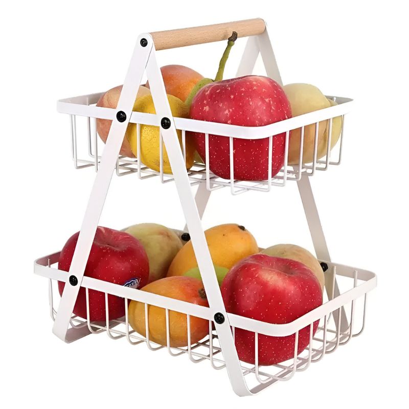 GENERICO - Canasta Contenedor Para Frutas Y Verduras Metalico Moderno Blanco