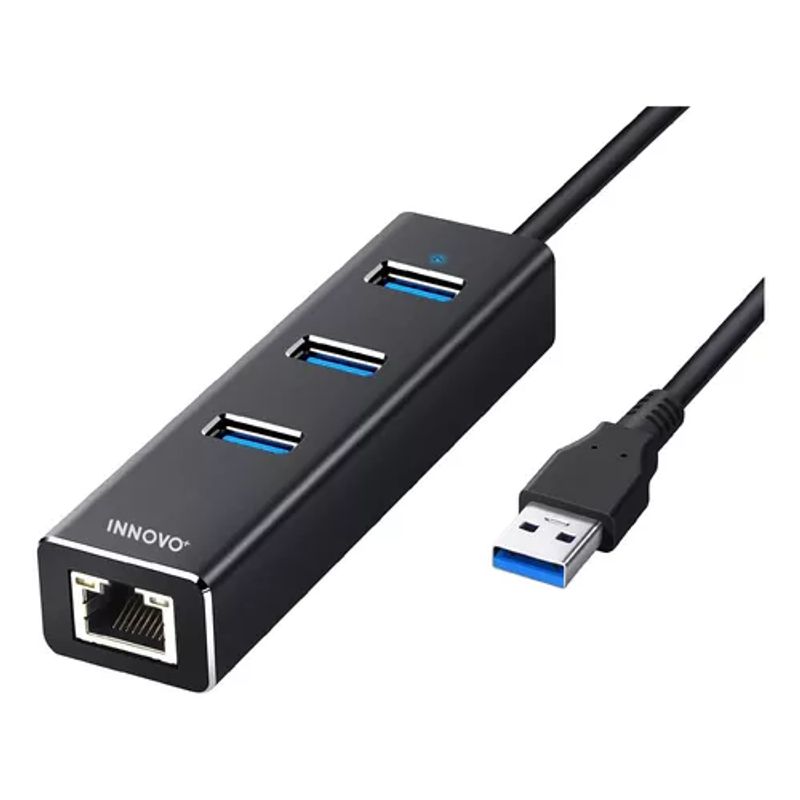GENERICO - Hub Multipuertos Metálico Red Gigabit Rj45 1000mbps Usb 3.0