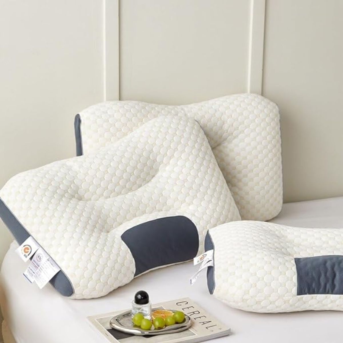 GENERICO - 2 Almohadas Cervical Aloe Vera Ergonomica Antialérgica 50x30cm