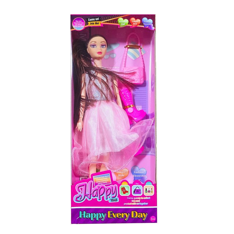 GENERICO - Muñeca Angelina Vestido Botas Bolso Juguete Niñas