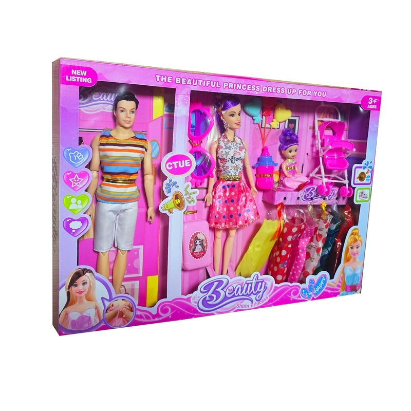 GENERICO - Muñeca Muñeco Familia Juguete Niñas Vestido Maleta Viaje