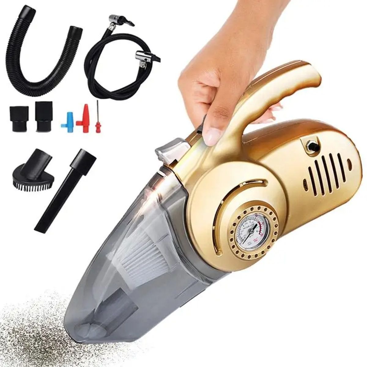 GENERICO - Aspiradora De Carro 4 En 1 Con Compresor Y Linterna