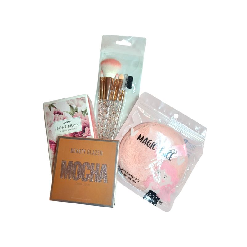 AVON - Perfume Soft Musk Avon + Sombra + brochas + limpiador mágico