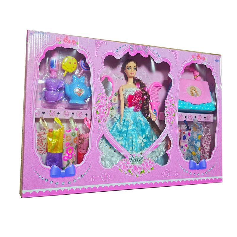 GENERICO - Muñeca Vestidos Accesorios Espejo Peine Bolso Juguete Niñas