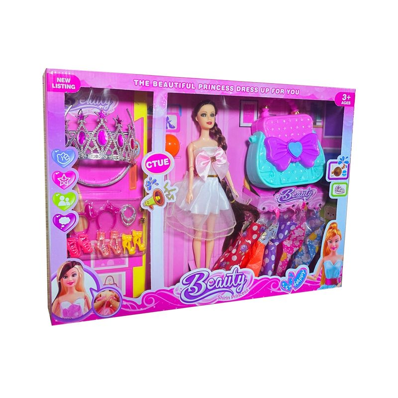 GENERICO - Muñeca Vestidos Bolso Accesorios Princesa Corona Juguete