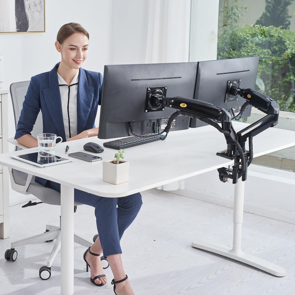 NORTH BAYOU - Soporte Doble Brazo Para Monitor De 17 A 27 Pulgadas North B