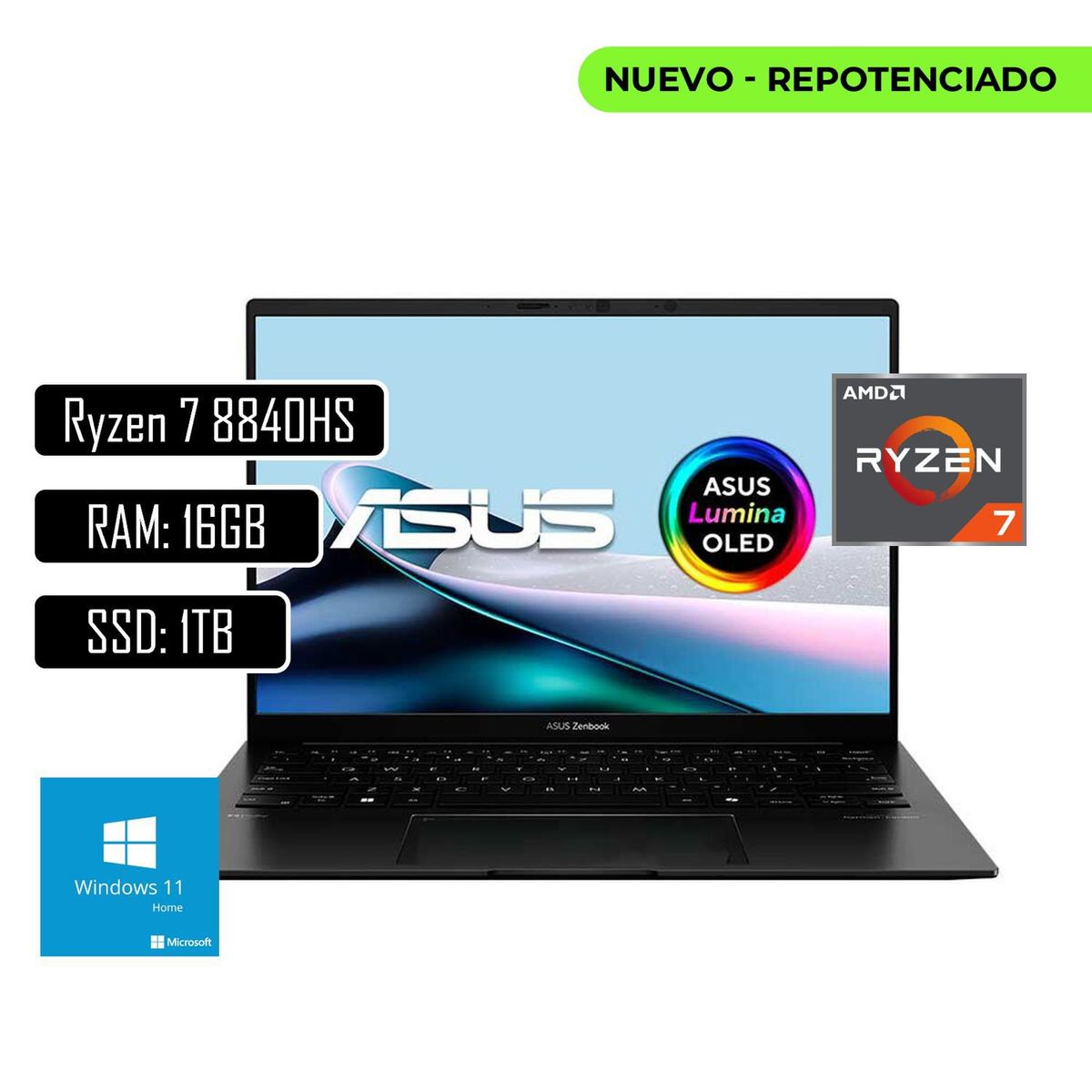 ASUS - Portatil ASUS Zenbook OLED 14" Pulgadas - AMD Ryzen 7 - RAM 16GB - SSD 1TB