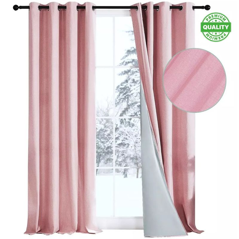 ONE PIXEL - Cortina 100% Blackout Engomada Termica Set 2 One Pixel 140x220 - Rosa
