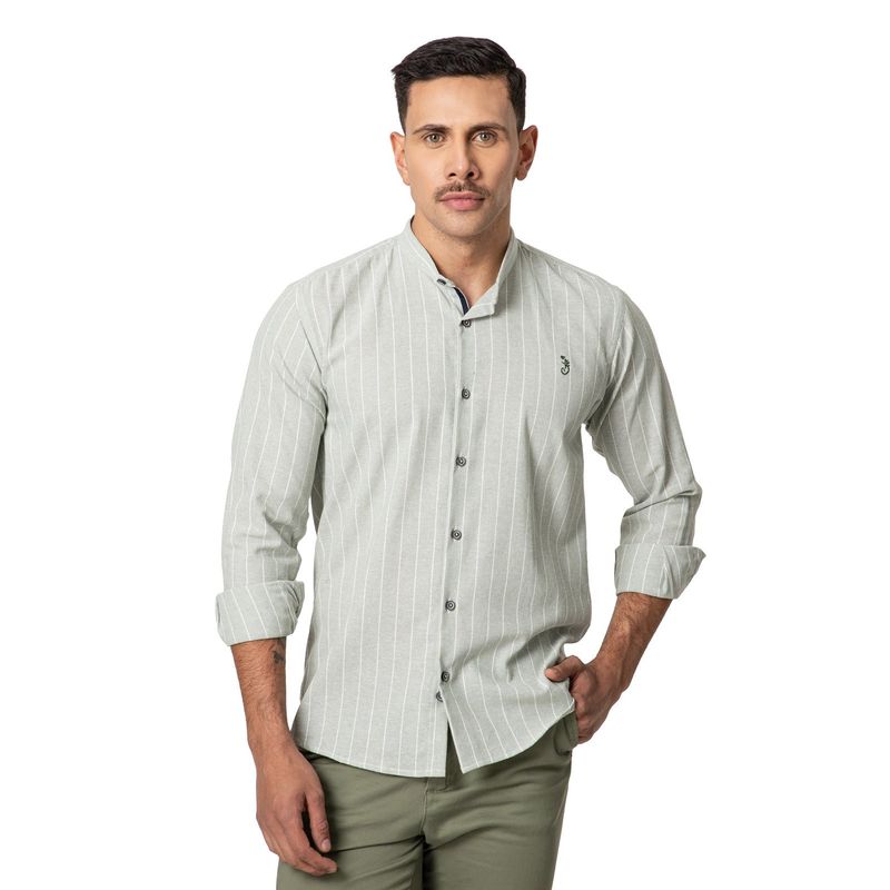 LOS CABALLEROS - Camisa Los Caballeros Cuello Neru en Lino Verde