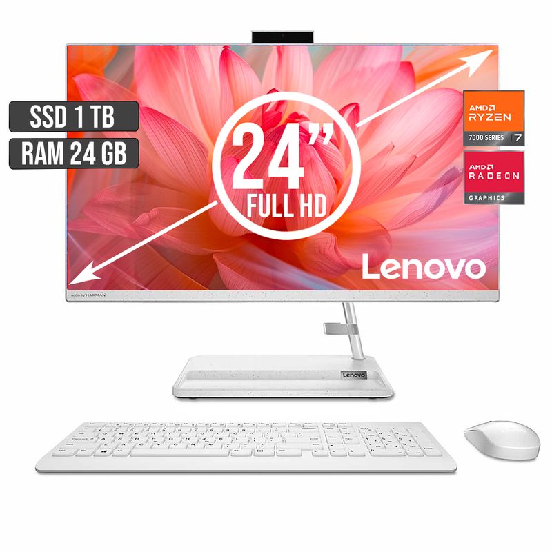 LENOVO - TODO EN UNO LENOVO AMD RYZEN 7-7730U SSD 1TB RAM 24GB LED 24 FULL HD