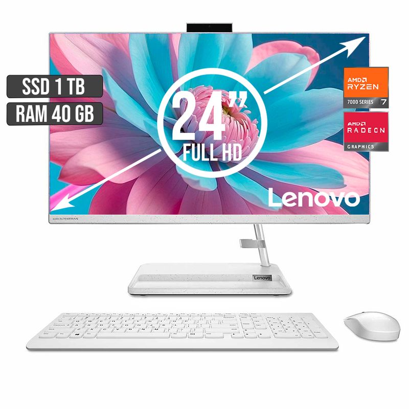 LENOVO - TODO EN UNO LENOVO AMD RYZEN 7-7730U SSD 1TB RAM 40GB LED 24 FULL HD