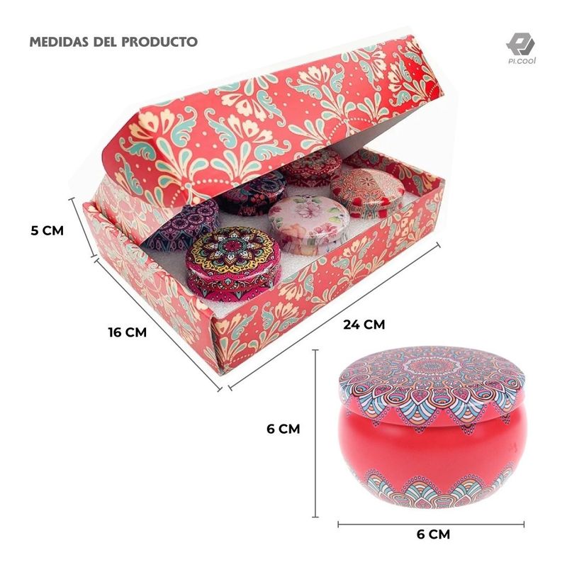 VELA - Set De Regalo 6 Velas De Soya Aromatizadas Para Aromaterapia
