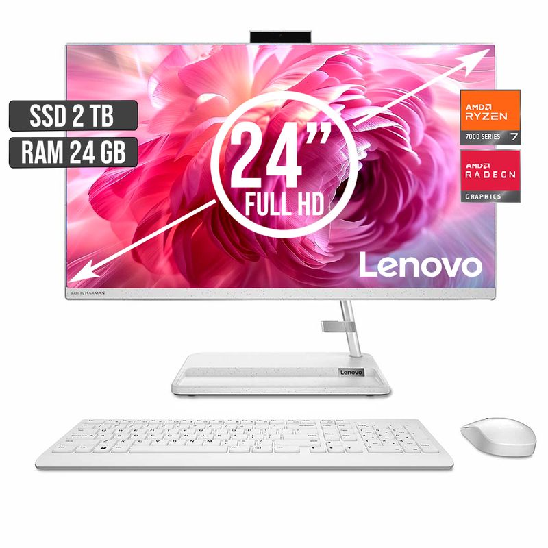 LENOVO - TODO EN UNO LENOVO AMD RYZEN 7-7730U SSD 2TB RAM 24GB LED 24 FULL HD