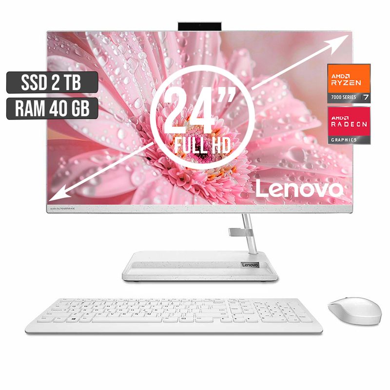 LENOVO - TODO EN UNO LENOVO AMD RYZEN 7-7730U SSD 2TB RAM 40GB LED 24 FULL HD