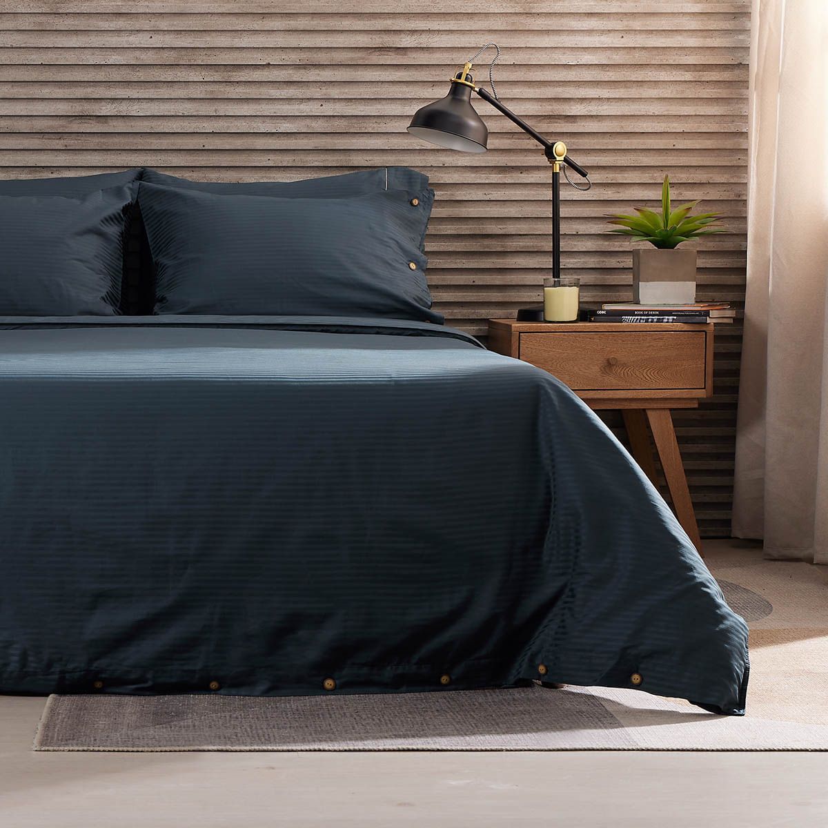 DISTRIHOGAR - Cover Duvet 300 hilos Algodón Sateen Stripe 0.5 Azul Doble