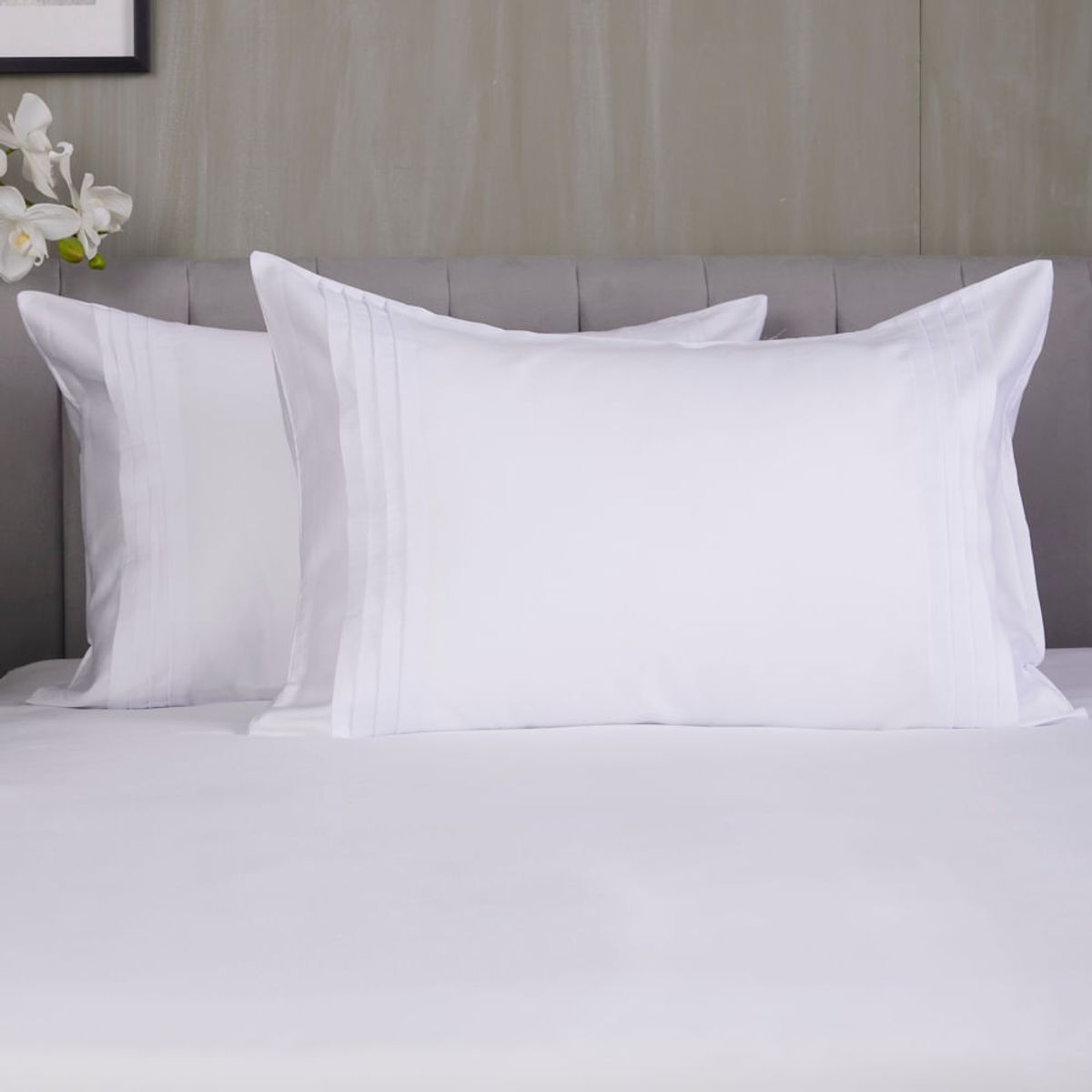 DISTRIHOGAR - Set X 2 Fundones Cairo 400 Hilos Blanco Marfil 48 X 90 Cm