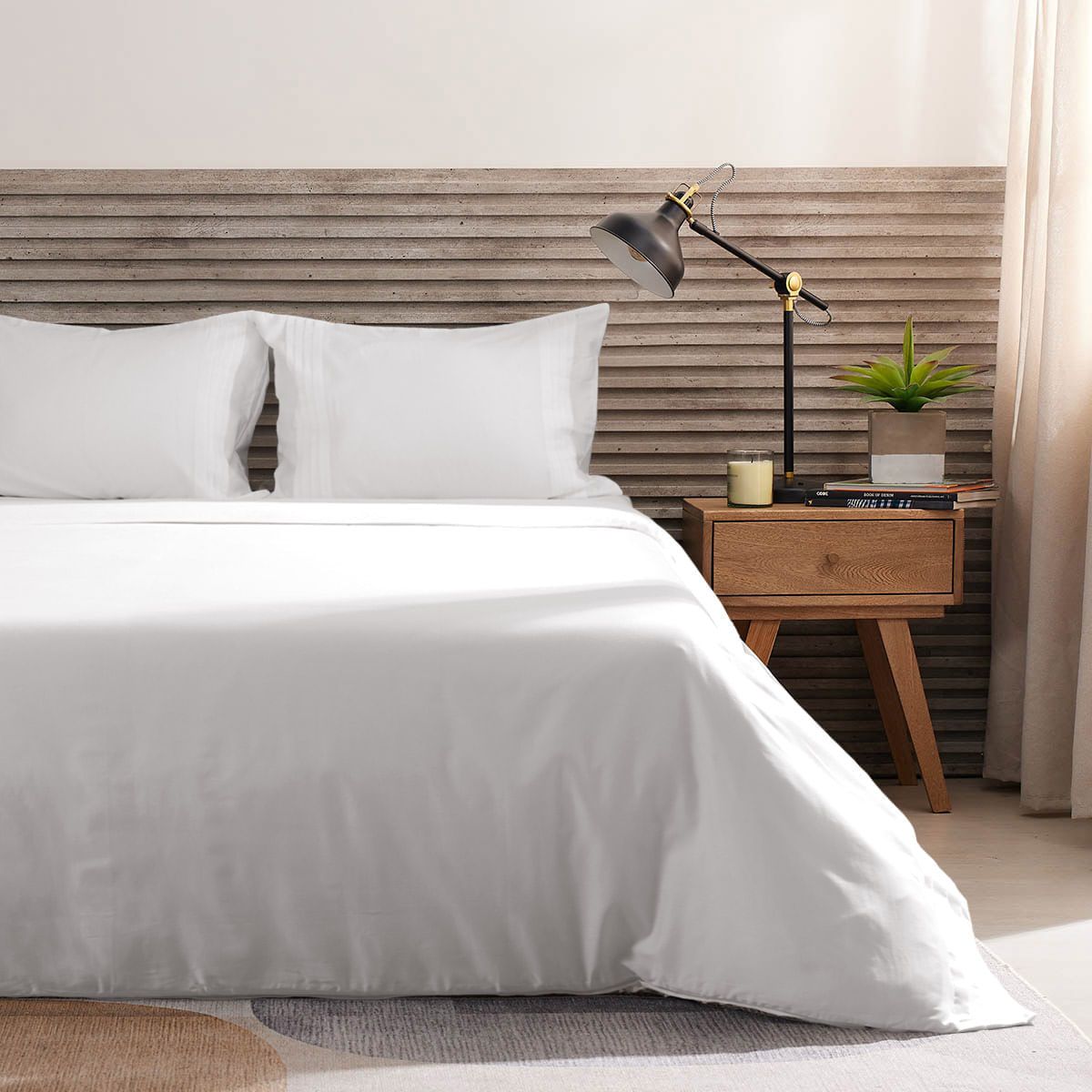 DISTRIHOGAR - Cover Duvet 400 Hilos Algodón Cairo Blanco Cremoso Queen