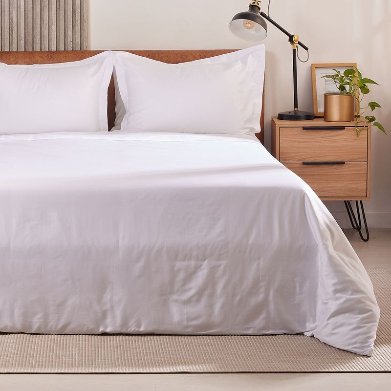 DISTRIHOGAR - Cover Duvet 400 Hilos Algodón Menfis Blanco Cremoso Queen