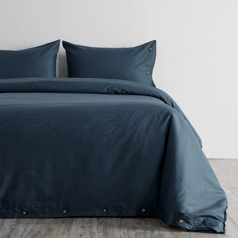 DISTRIHOGAR - Cover Duvet 300 hilos Algodón Sateen Stripe 0.5 Azul King
