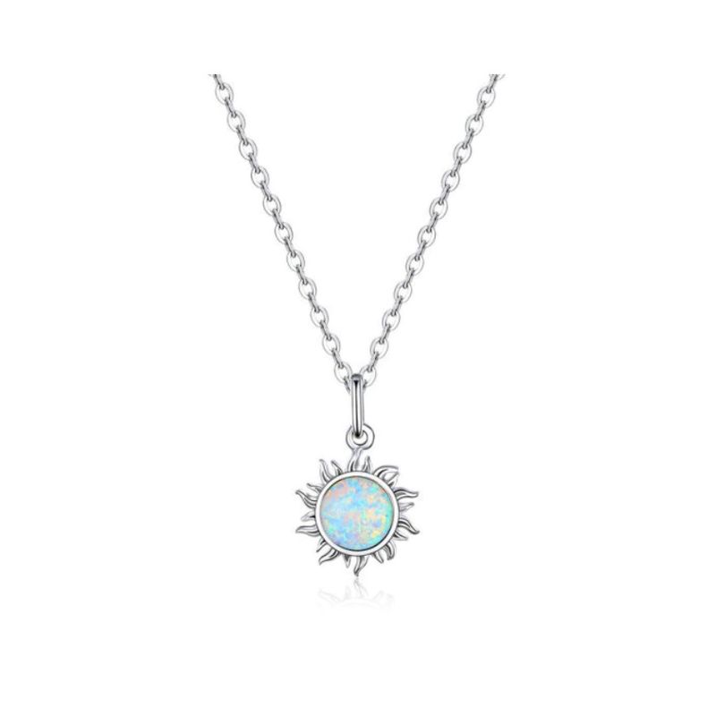 ALHAJAS - Collar Cadena Alhajas Para Mujer Sol Ópalo Fabricado En Plata 925