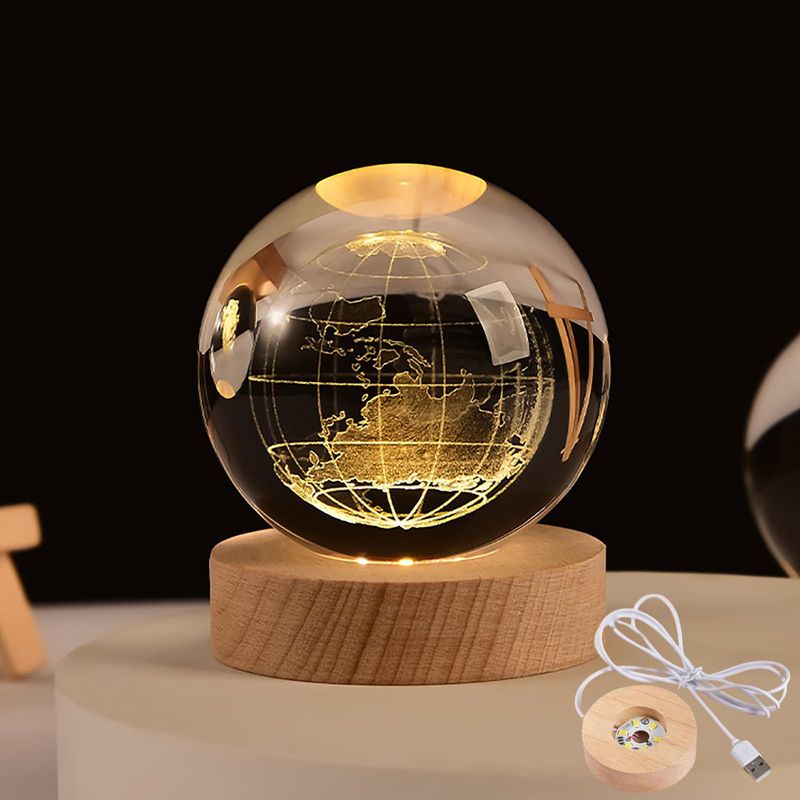 GENERICO - Lámpara Esfera Cristal 3D Sistema solar Planeta Luna Galaxia