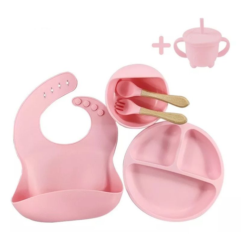 GENERICO - Kit Alimentación Bebe Vajilla Silicona Niño Platos 6 Piezas