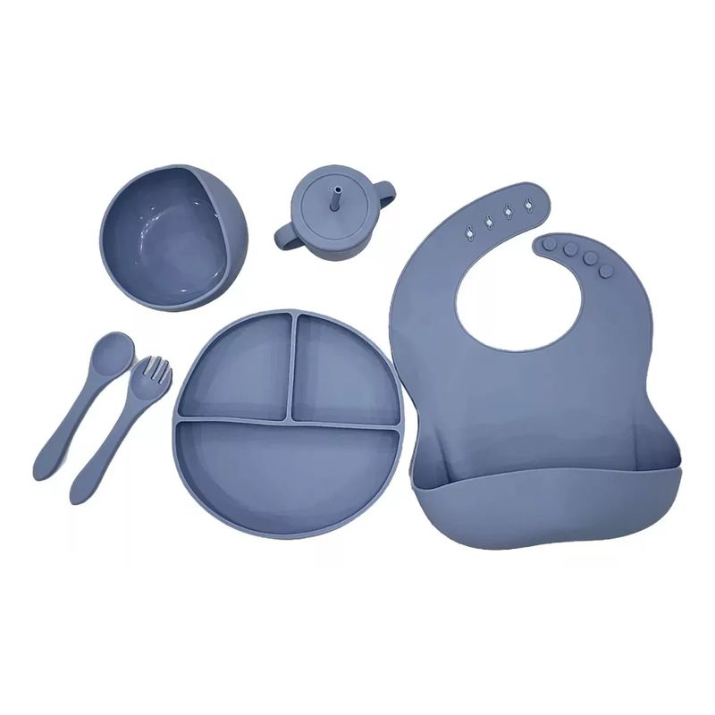 GENERICO - Kit Alimentación Bebe Vajilla Silicona Niño Platos 6 Piezas