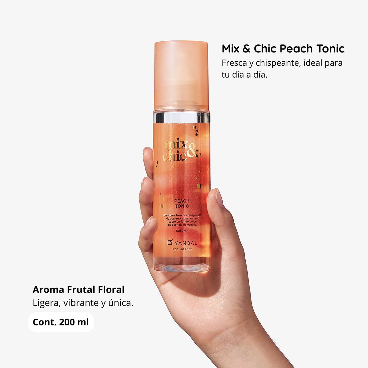 YANBAL - Colonia Body Splash Para Mujer Mix & Chic Peach Tonic Aroma Frutal Floral 200 ml