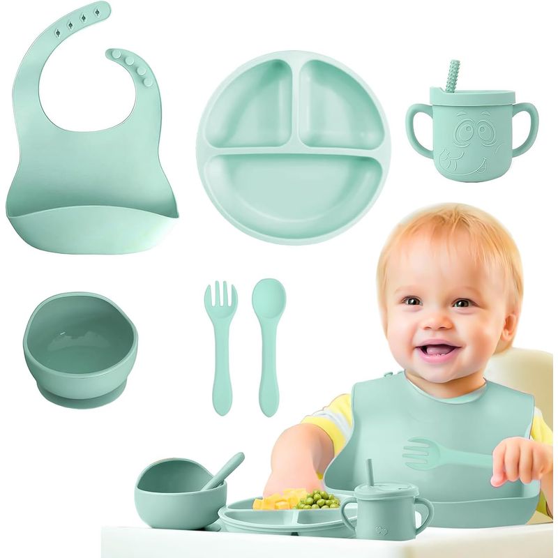 GENERICO - Kit Alimentación Bebe Vajilla Silicona Niño Platos 6 Piezas